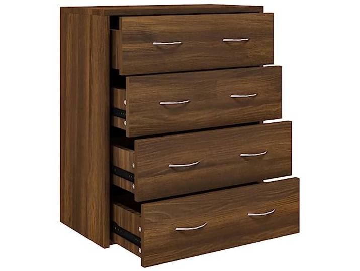 vidaXL Kommode mit 4 Schubladen Schubladenschrank Sideboard Mehrzweckschrank Aufbewahrungsschrank Beistellschrank 60x30,5x71cm Braun Eichen-Optik