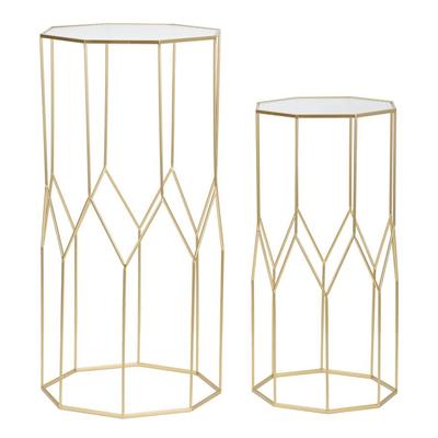 Mauro Ferretti Paar neue quadratische Telefontische aus Glas in Goldmetall und Glas - Modernes Glam-Design - Glam-Stil 1427820000