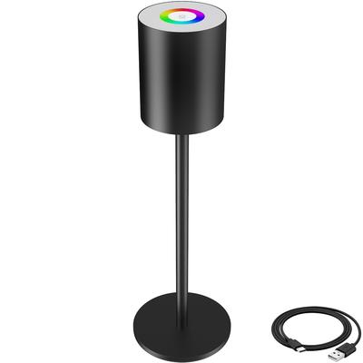 tectake Moderne Tischlampe Corly, LED, 7 Lichtfarben, dimmbar Schwarz