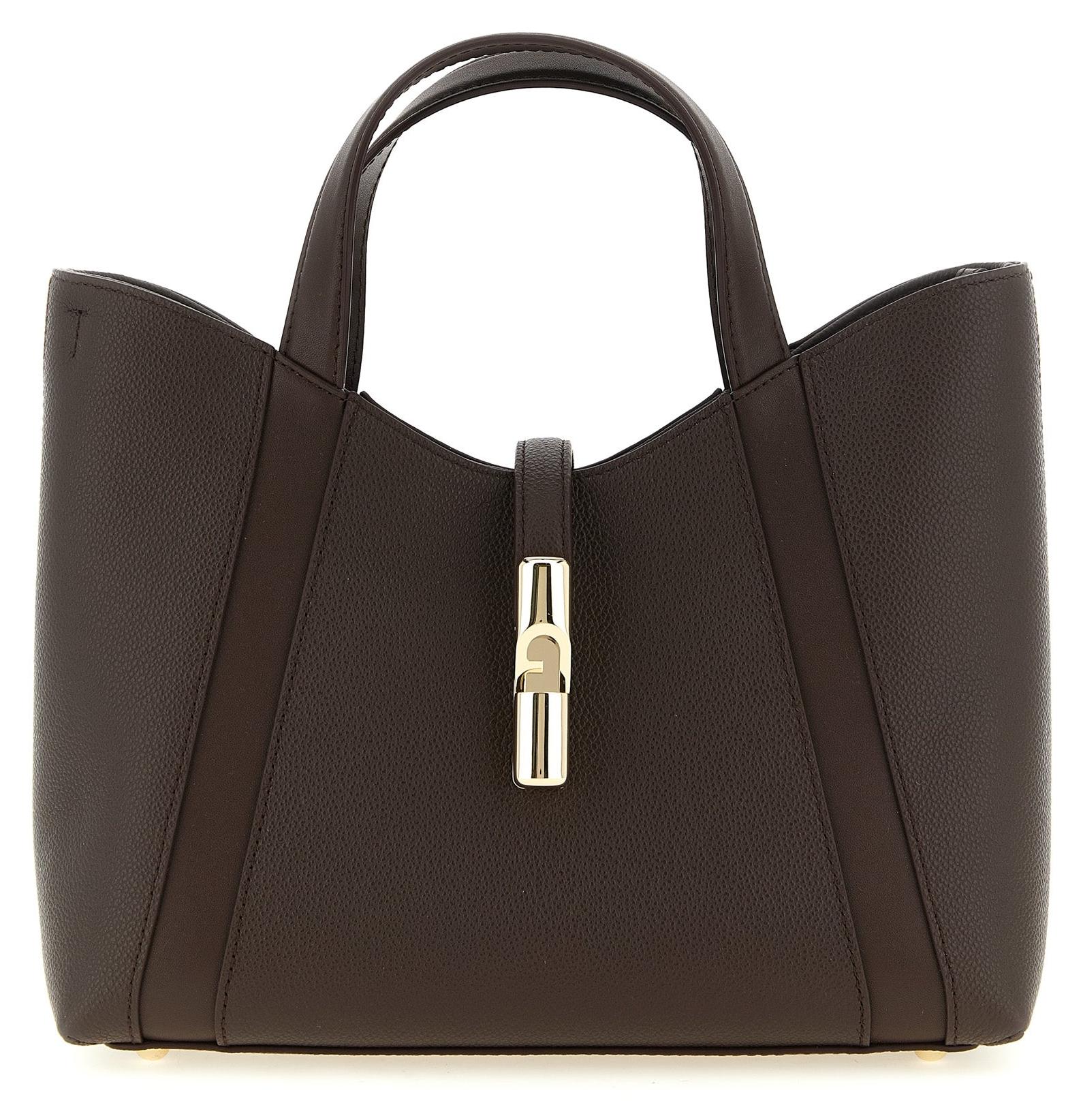 Furla Goccia S Shopper Kalbsleder Cioccolato Arch-Henkel