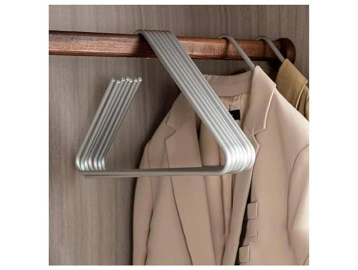 IWENZHKPA Kleiderbügel 6 Stücke Dreieckige Kleiderbügel Aluminium Legierung Für Mantel Hosen Schal Racks Bügel(Sliver)