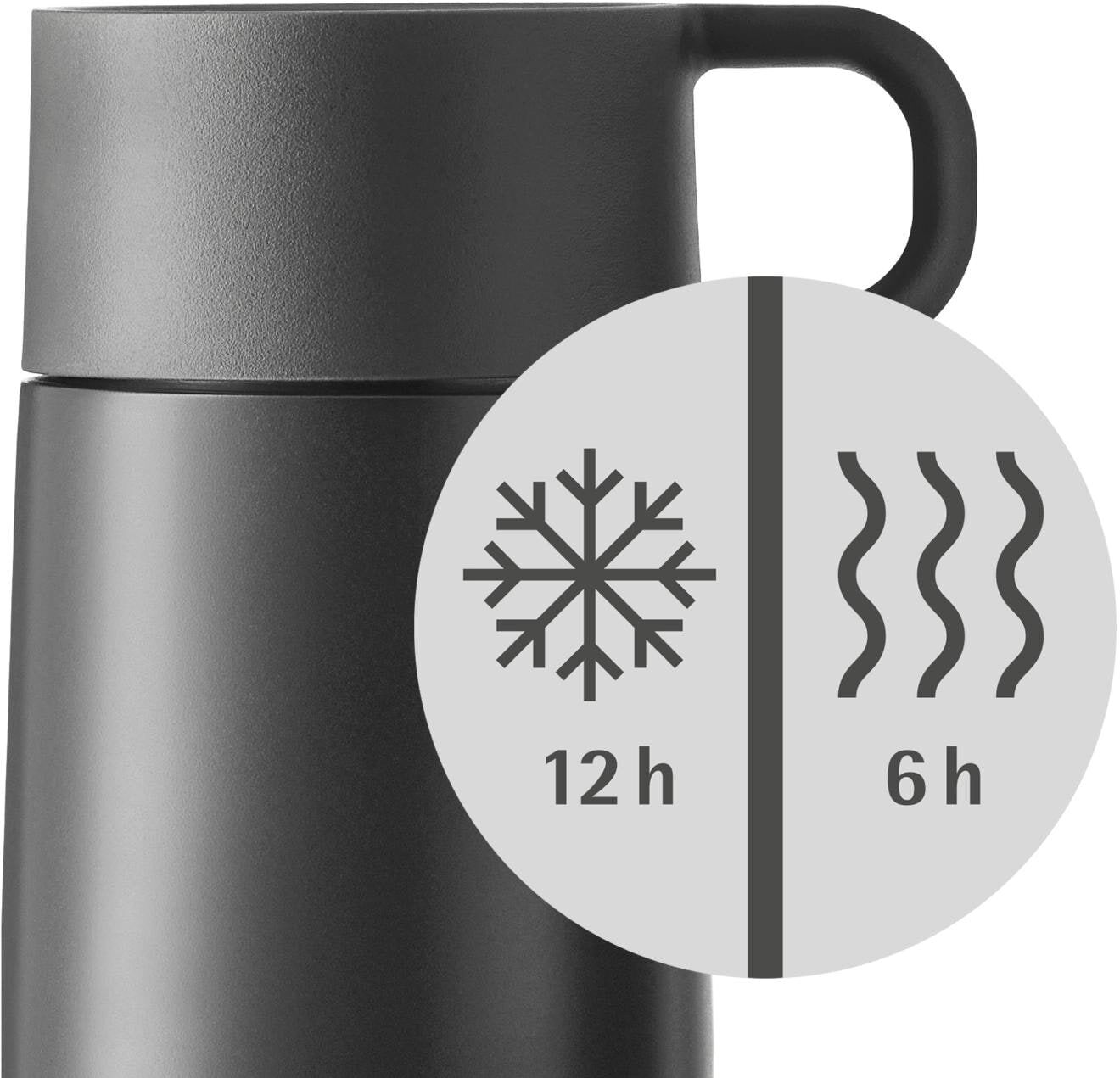Thermobecher WMF "Travel Mug anthraz", grau, Trinkgefässe, Ø 7,8cm x 14cm, 300ml, Edelstahl, Thermobecher, H:14cm Ø:7,8cm grau Ø 7,8cm x 14cm, 300ml