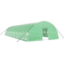 Helloshop26 - Gewächshauszelt für Pflanzen Blumen und Gemüse mit Stahlrahmen 96 m2 16 x 6 x 2,85 m grün 02_0044644