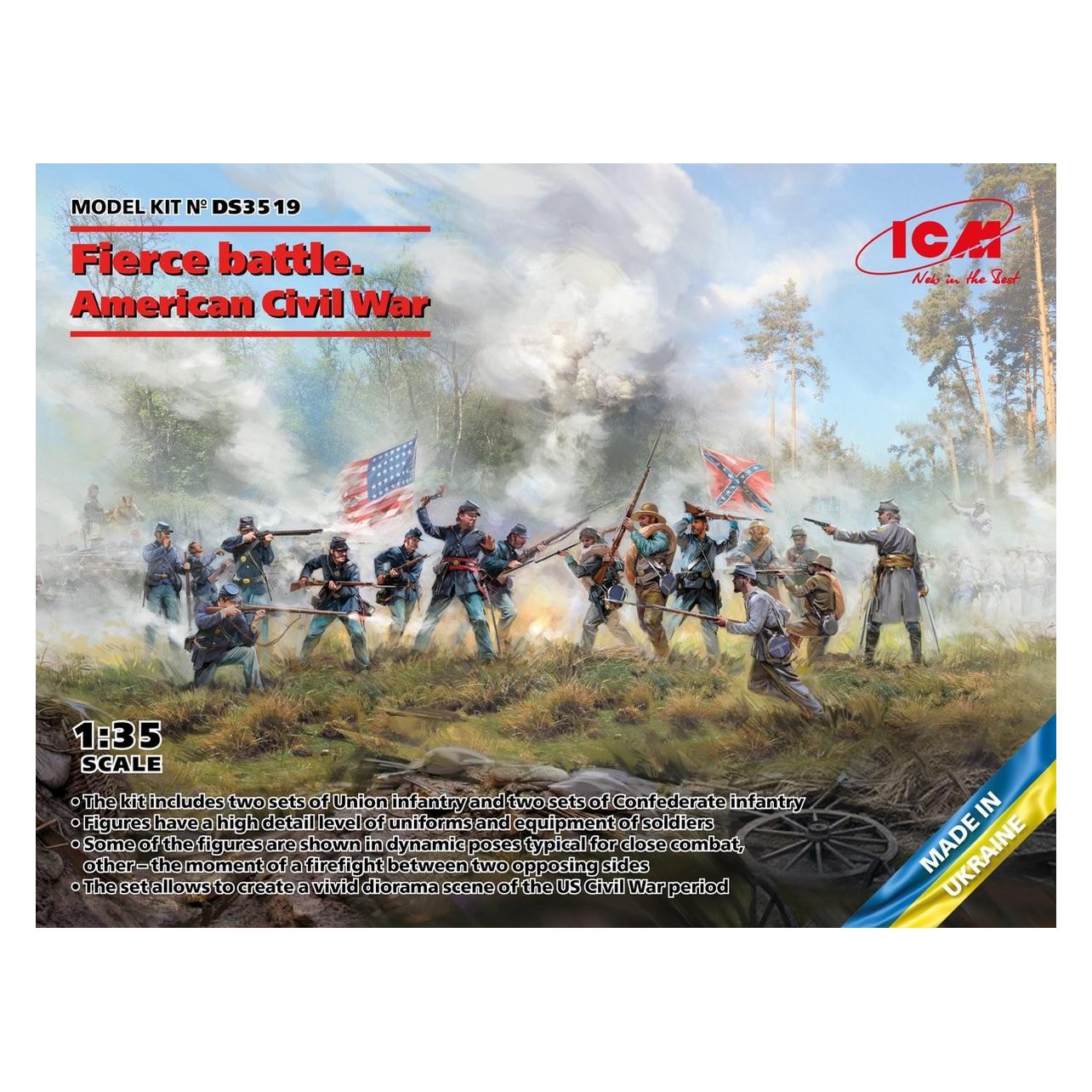 ICM Fierce battle. American Civil War(Union Infan,UnionInfaSet #2,ConfederInfSet #2 (DS3519)