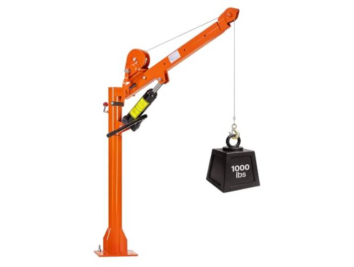 VEVOR Grue de Levage pour Camionnette 453\,6 kg\, Grue Manuelle pour Pick-up avec Treuil Manuel et Cric Hydraulique 8 t\, pour Machines\, Bois et Équipements\, Flèche Télescopique Pivotante 360°\, Pliable