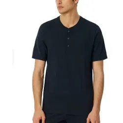 Schiesser Mix and Relax T-shirt Button Dunkelblau Baumwolle Medium Herren