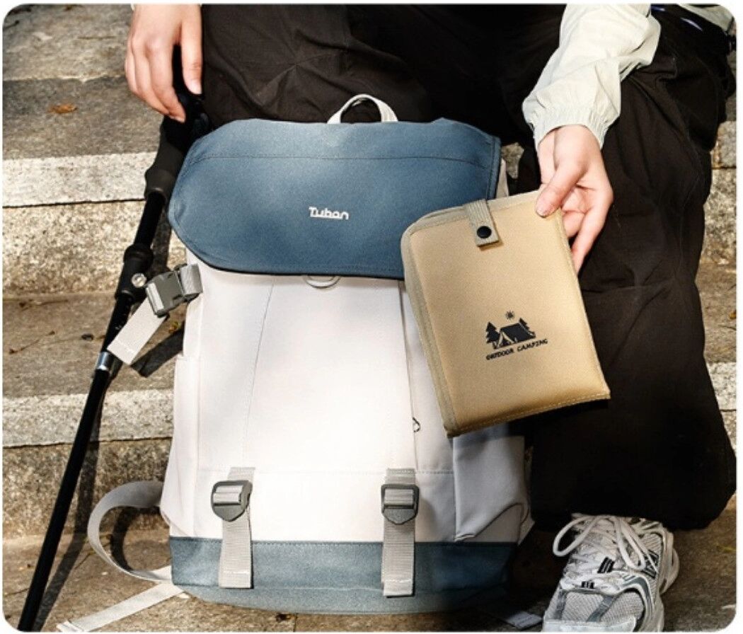 INF Faltbares Outdoor-Sitzkissen 2er-Pack – 600D Oxford wasserabweisend, leicht 88g, hohe Rückprallpolsterung Schwarz