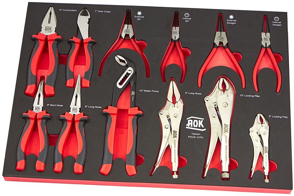 AOK Professionale set di pinze da 12 pezzi Foam Inlay