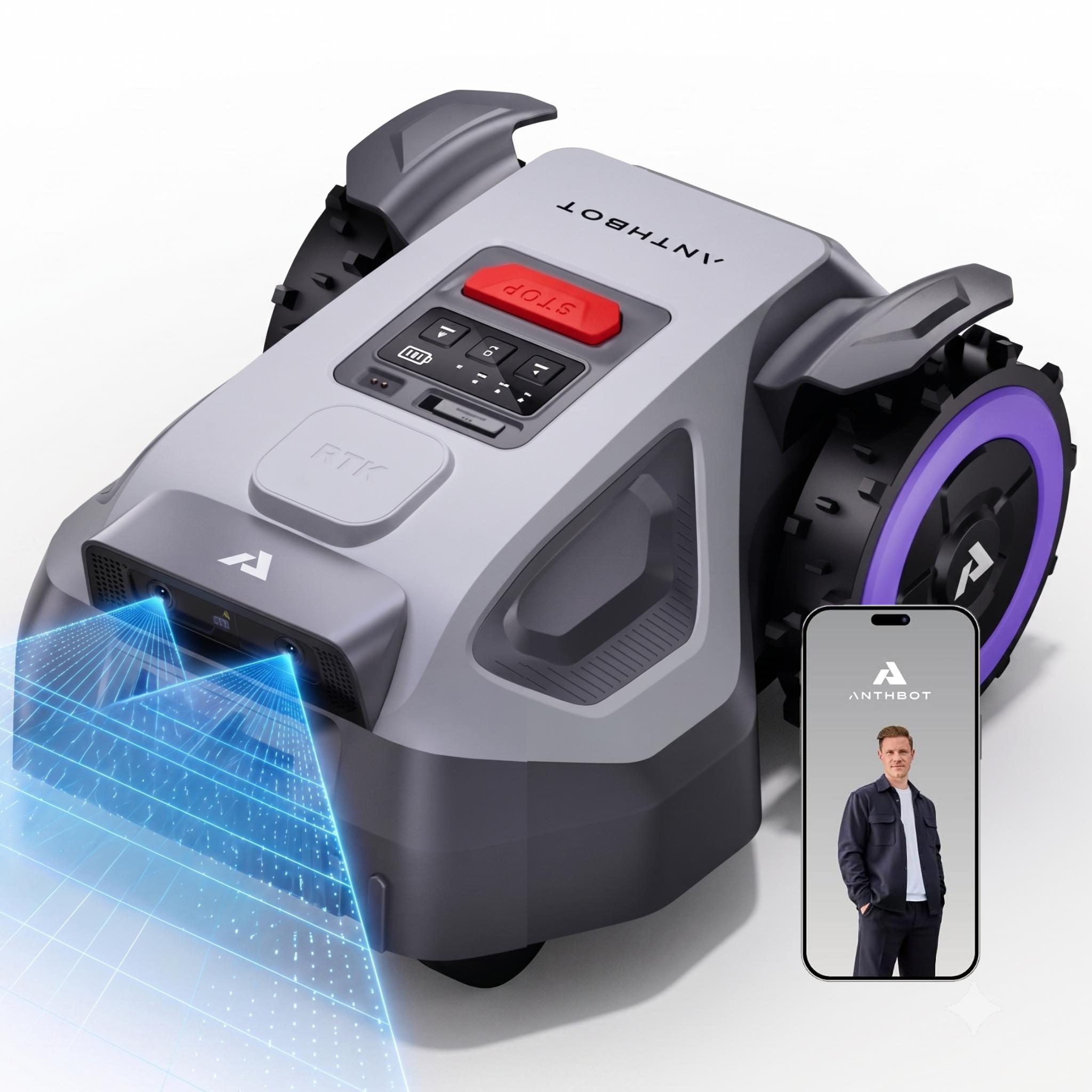 ANTHBOT M9 Mähroboter ohne Begrenzungskabel, GPS RTK Navigation, KI-Hinderniserkennung, für große Gärten bis 900 m², 3 Monate NRTK gratis