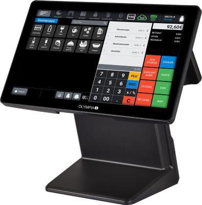 Registrierkasse Olympia T400DK, Android 11, 100 Nutzer, 10/15,6″ Display, USB-A/LAN/Kassenladen-Port, abschließbar, ohne Schublade, schwarz