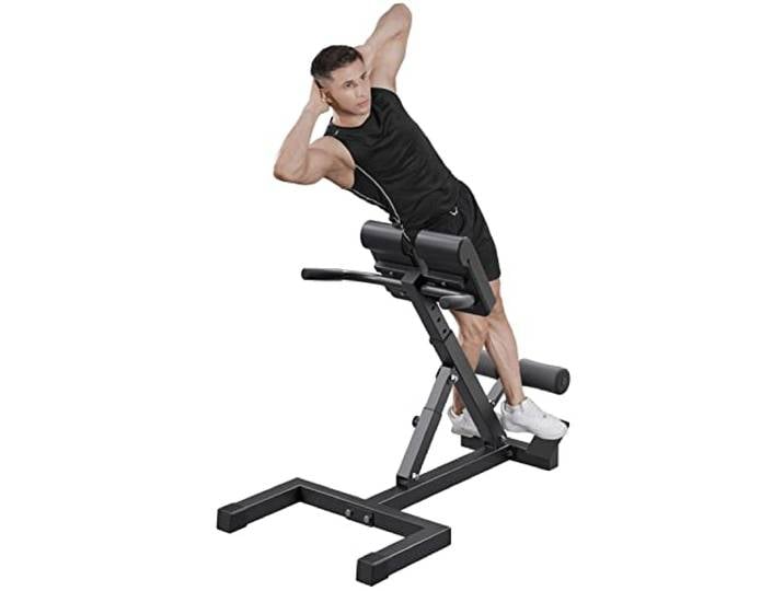 WAHHWF Rückentrainer Zusammenklappbar Römischer Stuhl Hyperextensionsbank Hochbelastbar, Heim-Fitnessstudio Verstellbar Bauchmuskelbank Bauchmuskeltrainer für große Menschen Männer Frauen
