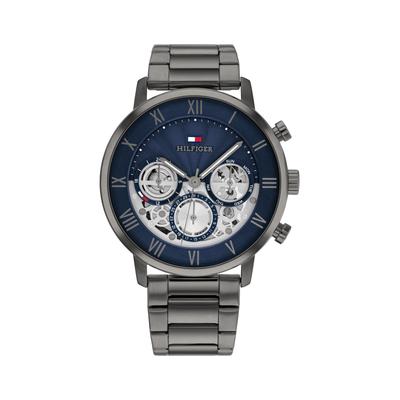 Multifunktionsuhr TOMMY HILFIGER "LEGEND", blau (anthrazit), Armbanduhren, Herren, Quarzuhr, Armbanduhr, Herrenuhr, Edelstahlarmband, analog, Tag
