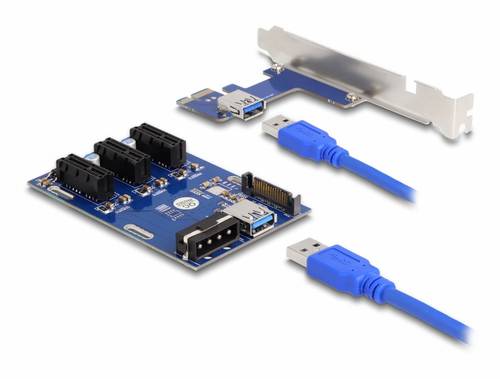 Delock 41442 Riser-Karte PCIe, SATA, USB-A (USB 3.2 Gen 1) PCIe
