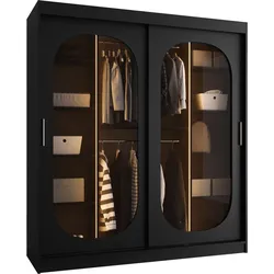 SCHWEBETÜRENSCHRANK Bahrajn 180 mit Schubladen und LED