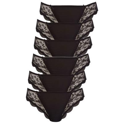 String NINA VON C. "6er Pack String Silver Edition", Damen, Gr. 44, schwarz, Obermaterial: 86% Polyamid PA. 14% Elasthan EL., Unterhosen String