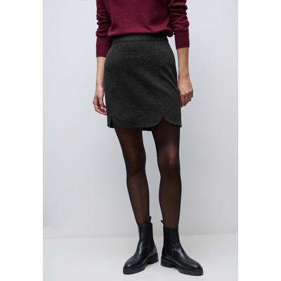 Minirock STREET ONE, Damen, Gr. 44, grau (anthrazit melange), Stoff, 90% Polyester, 10% Viskose, unifarben, comfort fit knielang, Röcke Minirock, mit Schlitz