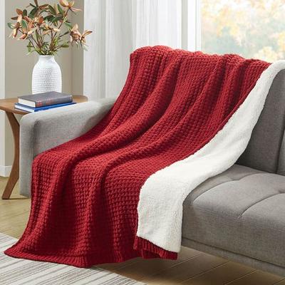 Jla Home/Bed Rowan Chenille Throw Blanket 50 x 60, 50 x 60, Red