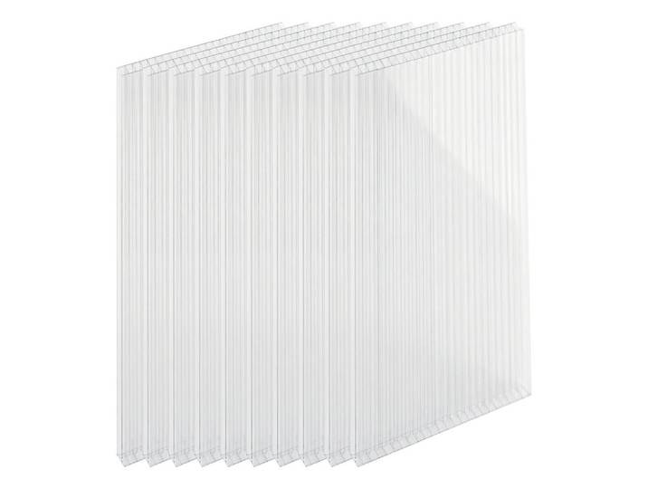 Relaxdays Doppelstegplatten Transparent 10er-Set Polycarbonat 6 mm, Kunststoff, 60.5x121x0.6 cm, Gartenzubehör, Gartenhäuser & Gewächshäuser