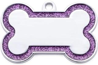 Uplifted Finds Double Sided Glitter Anti Lost Pet ID Tag purple l