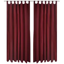 vidaXL Vorhänge Gardinen aus Satin 2-teilig 140 x 175 cm Dunkelrot