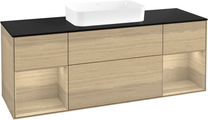 Villeroy und Boch Finion Waschtischunterschrank F742PCPC 160x60,3x50,1cm, Regale Oak Veneer, Oak Veneer