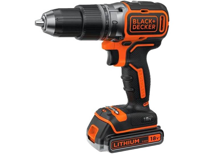 Perceuse-visseuse à percussion sans fil BLACK+DECKER BL188E2K\, 2 vitesses\, 18 V\, 2 batteries\, coffret