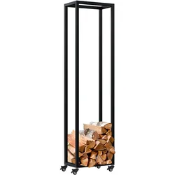 CLP Kaminholzständer innen Metall mit Rollen Hilta, Kaminholzregal aus stabilem Metall, Aufbewahrung für Brennholz im Wohnzimmer