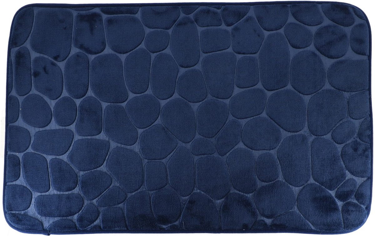 Tendance Badmat Pebble - Microfiber Memory Foam - Donkerblauw - 50 x 80 cm - Antislip - Badkamer