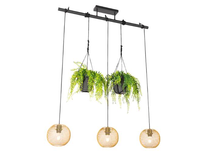 Suspension industrielle dorée 3 lumières - Flor