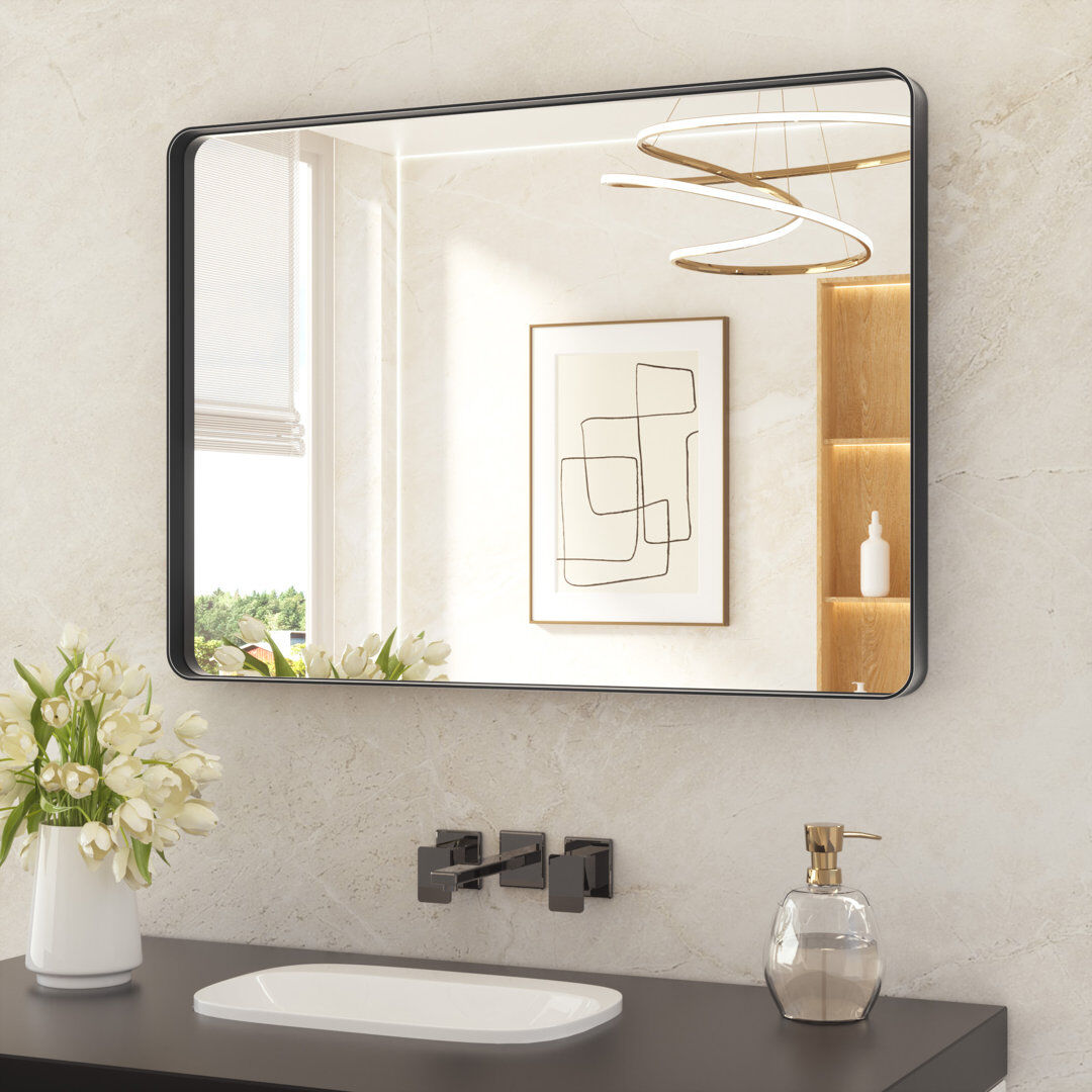 EUkeonjinn Aluminium Wall Vanity Mirror Matte Black 76.2cm x 101.6cm