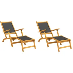 Helloshop26 - Set aus 2 Outdoor-Sonnenliegen aus massivem Akazienholz und Textilene 02_0011916