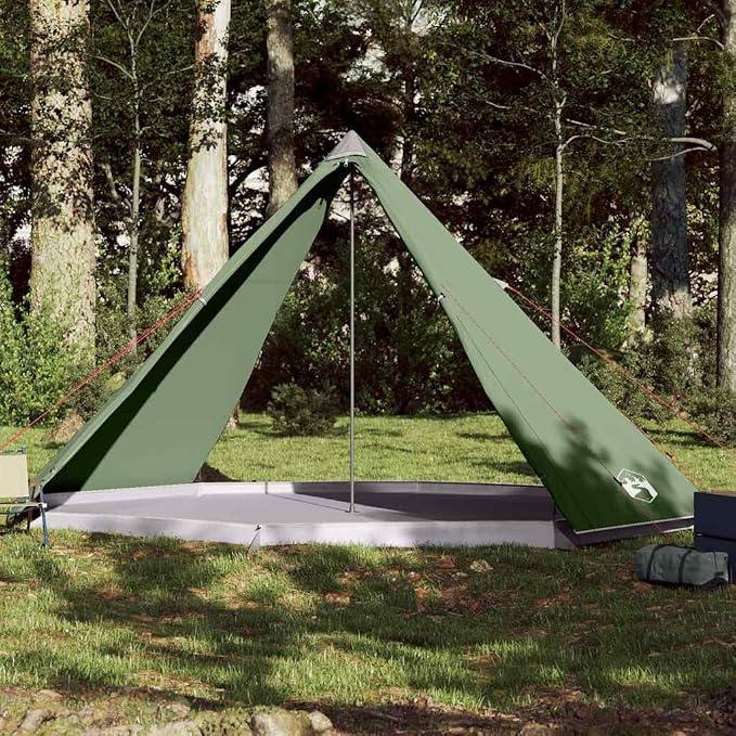 Tipi-Familienzelt für Personen Blau, wasserdichtes Polyester mit PolyurethanBeschichtung, 400x400x, leichtes Campingzelt mit E-Anschluss und Belüftung für Outdoor, Festival, Wandern, Strand