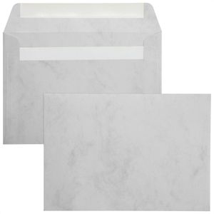 Sigel Briefumschläge DP 073 Marmor, grau, C6, ohne Fenster, nassklebend, 90g/m², 25 Stück