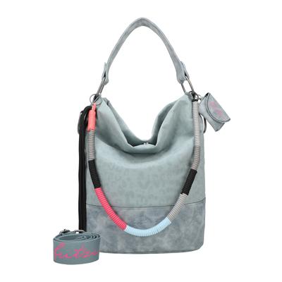 Schultertasche FRITZI AUS PREUSSEN "Olga Limited Leo Rainbow", Damen, Gr. B/H/T: 27cm x 37cm x 27cm, blau, Nylon, Taschen Schultertasche, mit abnehmbarem Brillenetui