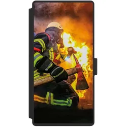 Nivocase Klapphülle für Samsung Galaxy S23 Ultra Handyhülle aus Kunst Leder NIVOflip schwarz Feuer (Samsung Galaxy S23 Ultra), Smartphone Hülle, Schwarz