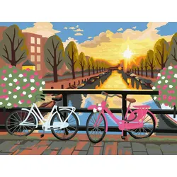 Ravensburger CreArt, Malen nach Zahlen Canvas Leinwand - Amsterdam zum Sonnenuntergang