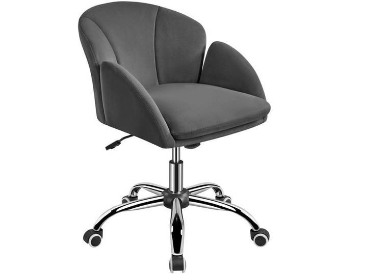 Fauteuil de Bureau Design Fleur en Similicuir-Réglable en Hauteur Dossier Inclinable Pour Bureau/Bibliothèque-Gris foncé-YAHEETECH