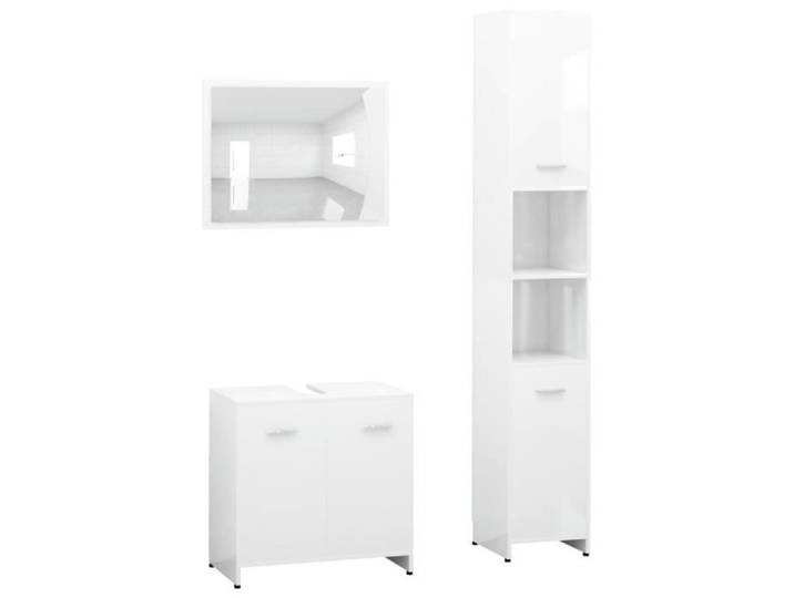 Economique Ensemble Meuble bas salle de bain 3 pcs Décor - Armoire de rangement - Blanc Aggloméré 60610