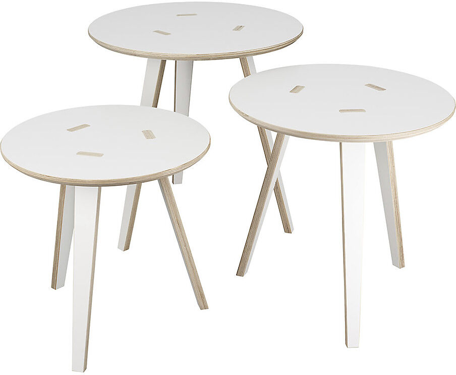Beistelltisch RUND, Birke Multiplex, weiß beschichtet, HxØ 450 x 450 mm Tojo