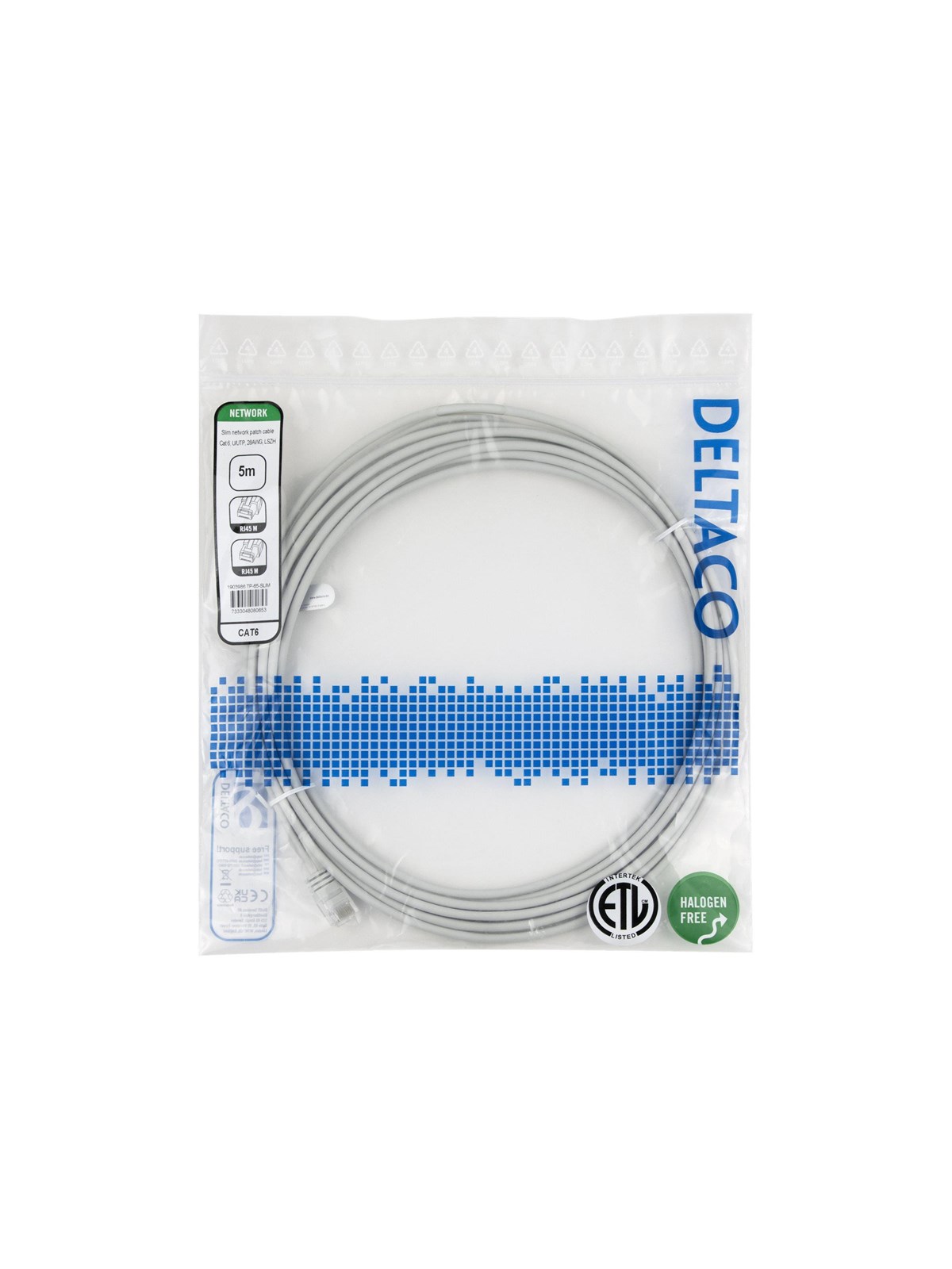 Deltaco patch cable - 5 m - grey - Grau