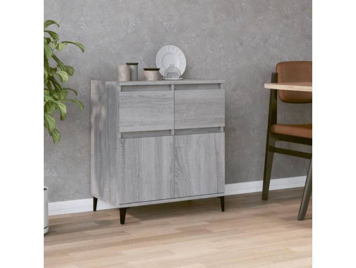 Buffet bas - V GEBY - Sonoma gris - Bois d'ingénierie - 2 portes - 2 tiroirs - 60x35x70cm