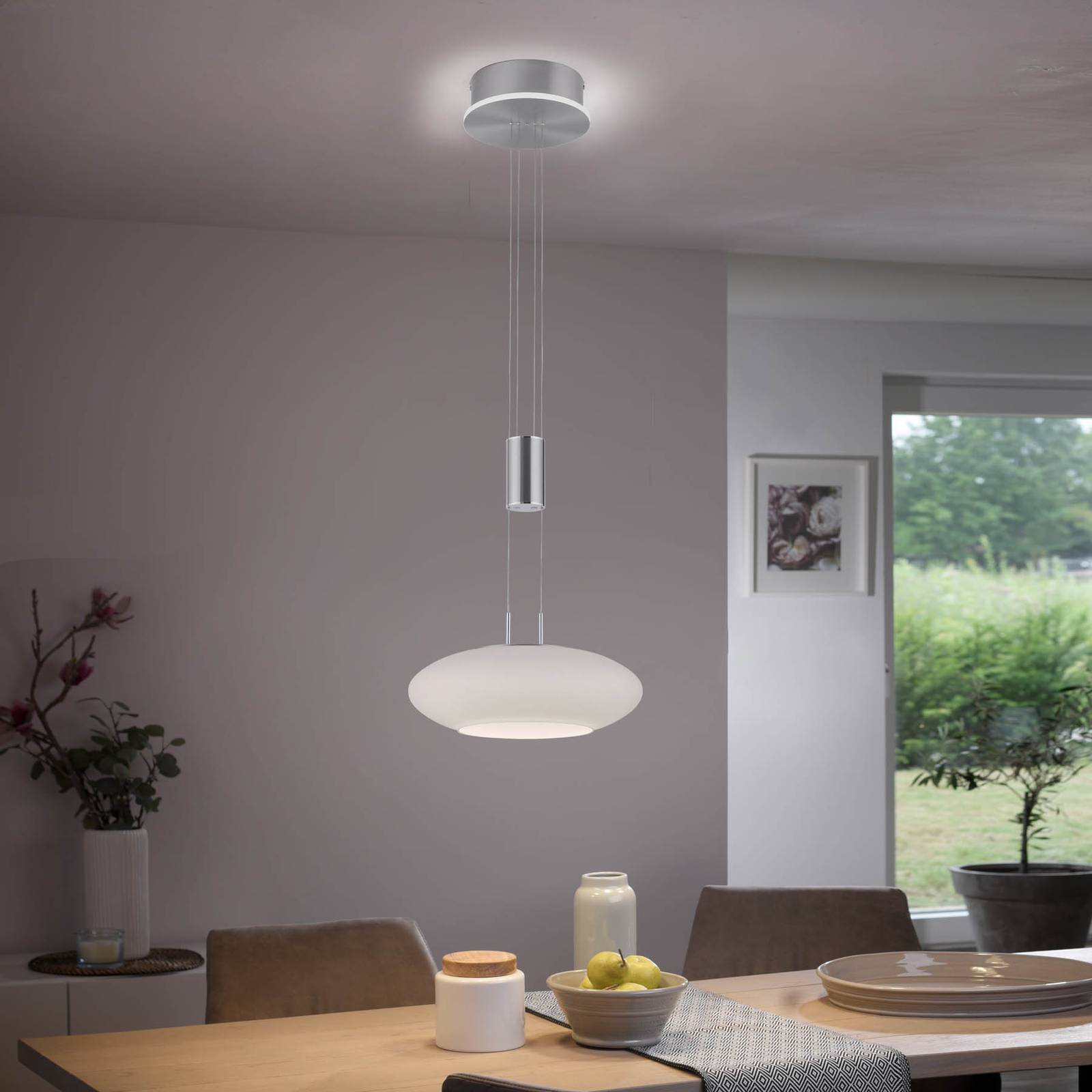 Q-Smart-Home Smart Pendant Light Q-Etienne, dimmable, Alu / grey / zinc, Living / Dining Room, metal, Modern