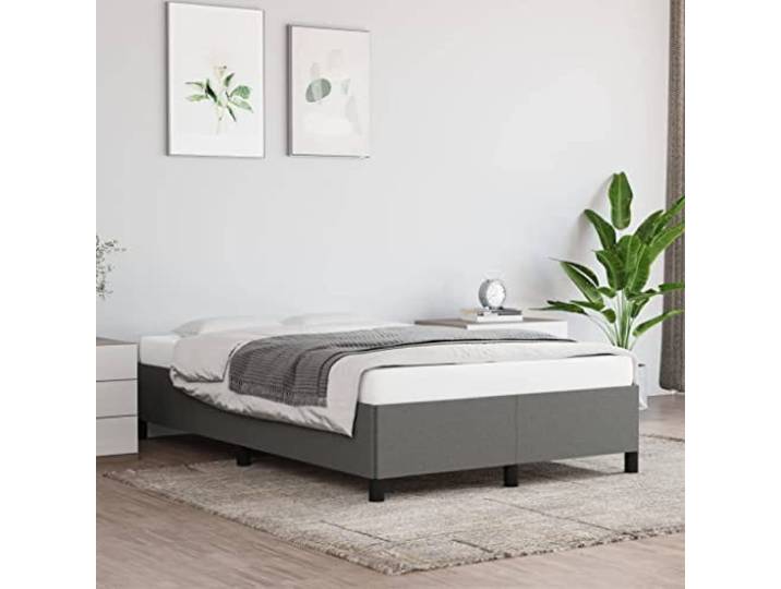 Atmungsaktiver Stoff Stützbeine Sperrholzlatten Grau 120x200 cm Bettgestell ohne Matratze Dunkelgrau 120x200 cm Stoff mit Kopfteil Stabiler Lattenrost Balkenbett für Schlafzimmer