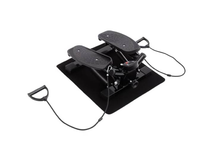 HOMCOM Mini Stepper Fitness hometrainer incl. trainingsbanden, Zwart