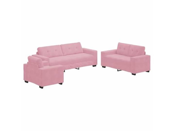 GHVBNMF Samtsofa Set 3-Teilig Rosa Couch Garnitur 6-Sitzer Wohnzimmer Modernes Samtcouch Set für Wohnzimmer und Gästezimmer, atmungsaktiver Samtbezug mit breiten Armlehnen.
