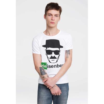 T-Shirt LOGOSHIRT "Heisenberg", Herren, Gr. S, weiß (altweiß), 100% Baumwolle, unifarben, normal, Rundhals, Shirts T-Shirt, mit coolem Heisenberg-Print