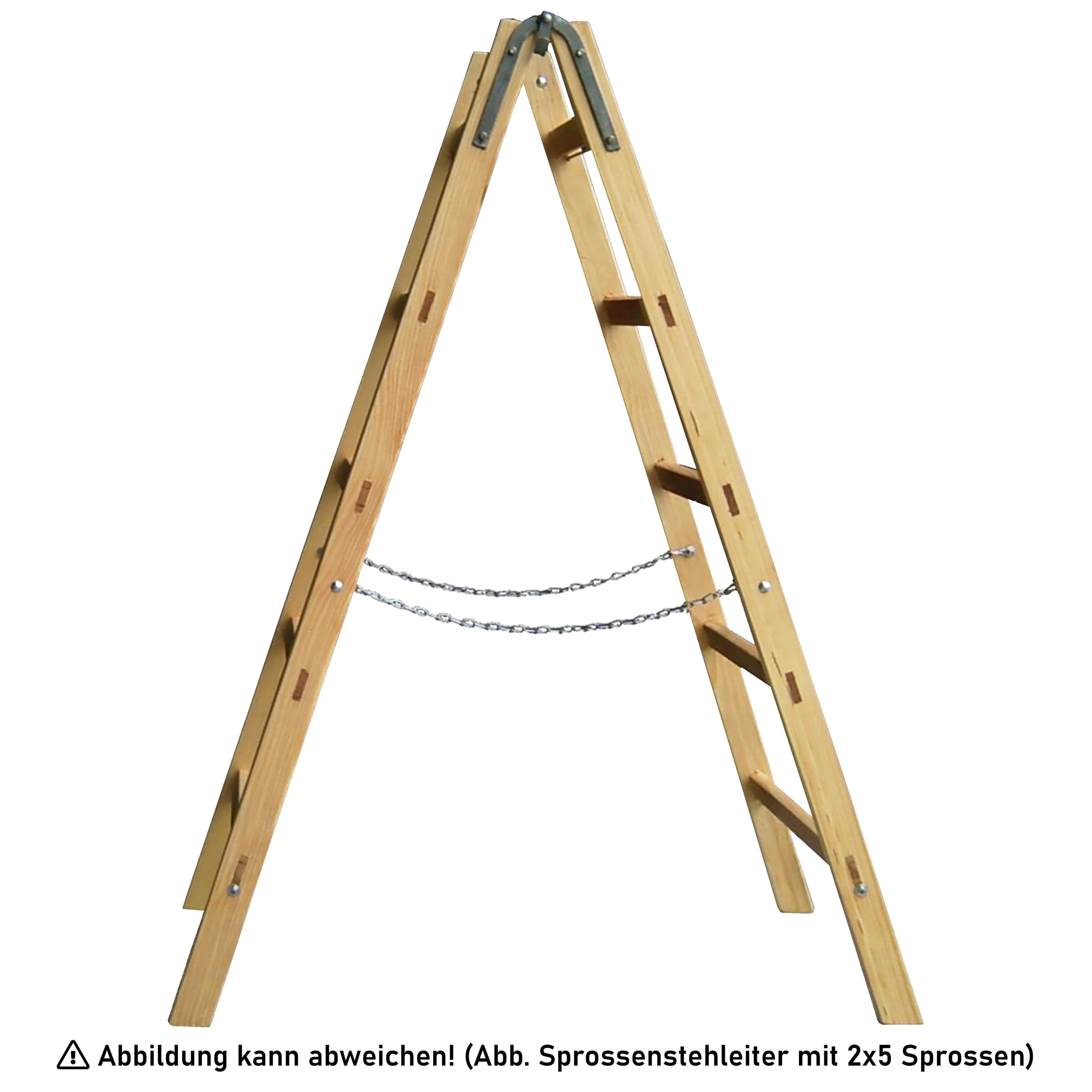 Holz Sprossenstehleiter mit Eimerhaken 2x5 Sprossen 12105