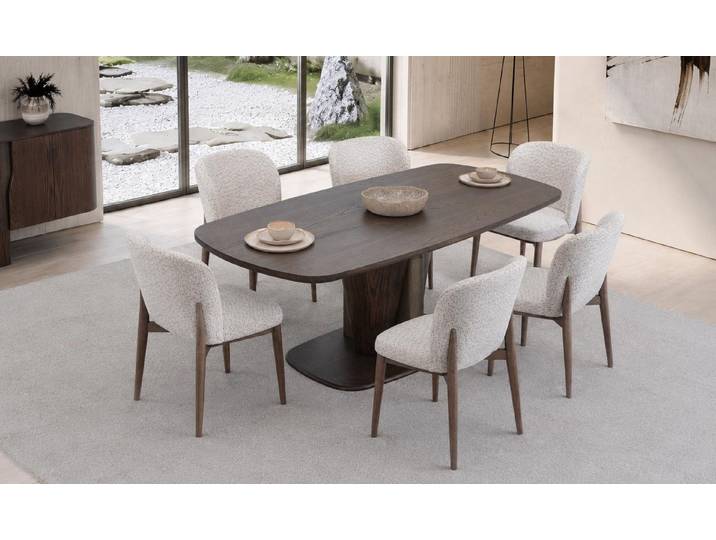 JVmoebel Essgruppe Esszimmer Set Esstisch 6x Stühle Moderner Braun Natürlich, (7-tlg., 7-tlg)