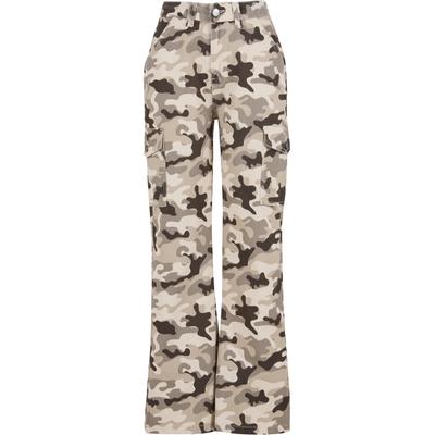 Bequeme Jeans DEF "DEF DEF Straight Fit Jeans", Damen, Gr. XS, US-Größen, grün (beige camo), 100% Baumwolle, Jeans