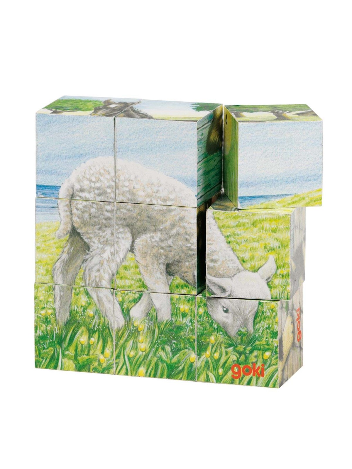 Goki Wooden Block Puzzle Farm Holz